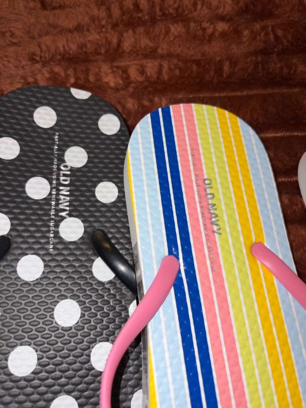 Old Navy Black Polka Dot Flip Flops & Multicolor Stripe Flip Flops - Picture 4 of 4